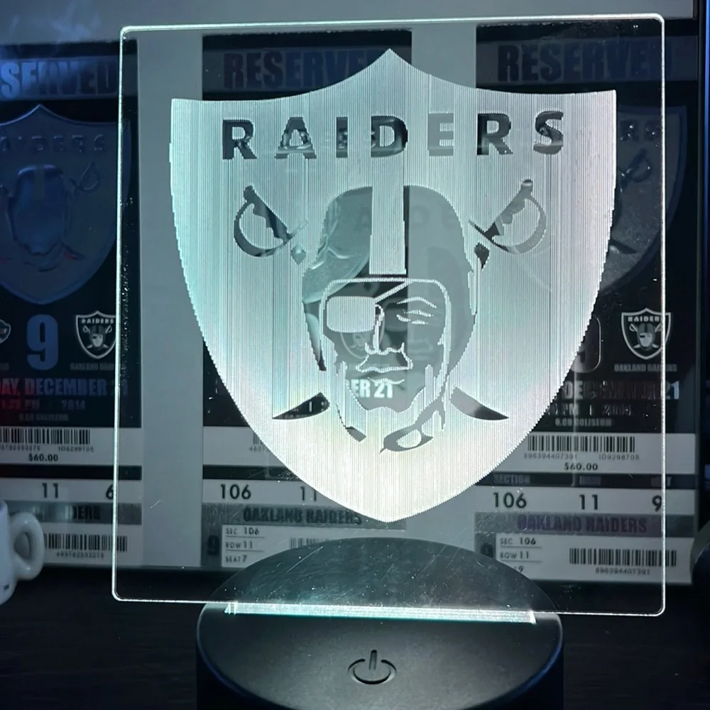 Sports Oakland Raiders Engraved LED Lamp with Remote - Picture 3 of 7